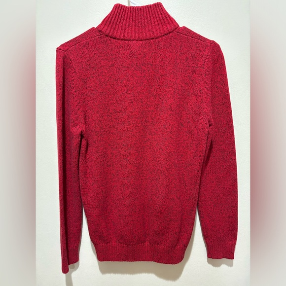 Chaps Quarter Zip Pullover Red Knit Winter Christmas Sweater Boy's Large 14/16 - Picture 8 of 8